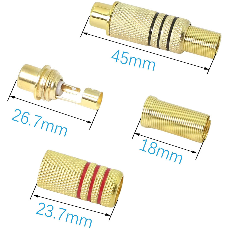 4PCS RCA Plug Gold Plated Sold - огляд і ціна Audio Home Cinema